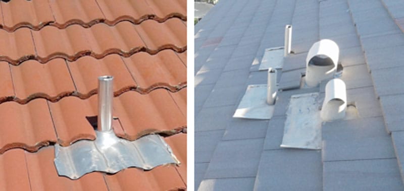 flashings on a tile roof in Tucson, Arizona