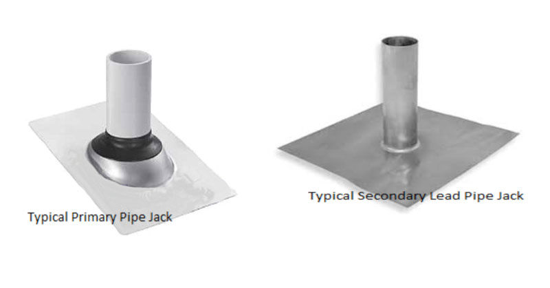 diagram of primary and secondary roof flashings used when installing tile roofs